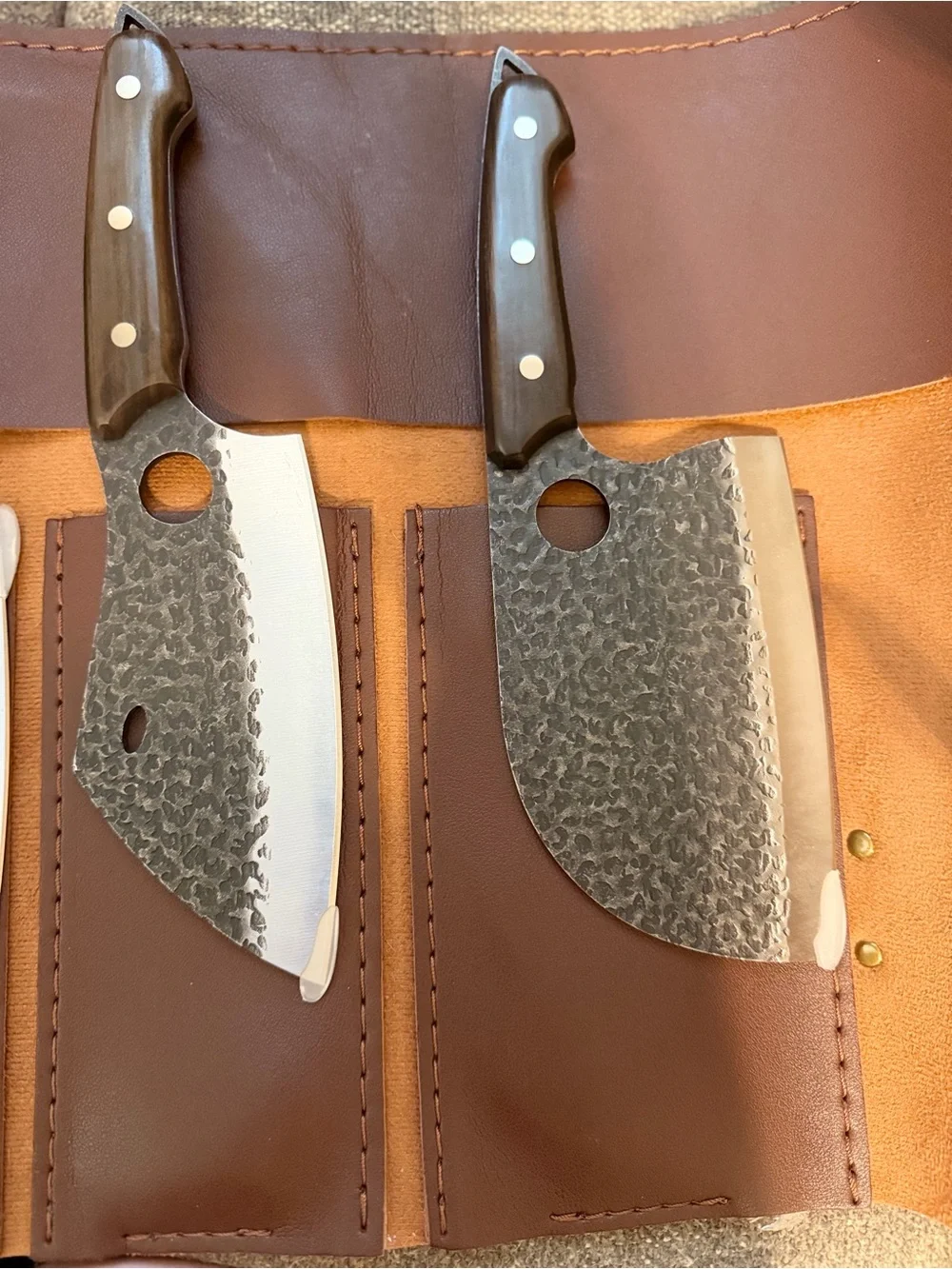 12 pc Hand Forged Serbian Chef Knives with Leather Bag
